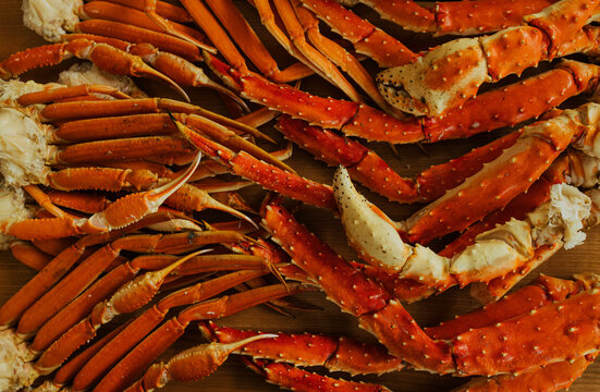 Image of plate of seafood. Dish of crabs. Crabs background