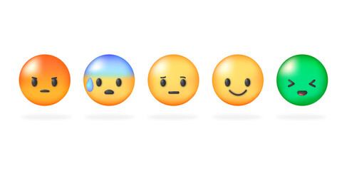 Set of emoticons with different moods. Emoji.