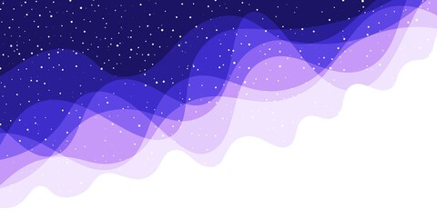 Stars, clouds on the dark night starry sky background. Vector Illustration.