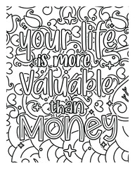 Motivational Quotes coloring page design. Motivational Quotes line art design. Adult coloring page.