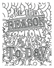 Motivational Quotes coloring page design. Motivational Quotes line art design. Adult coloring page.