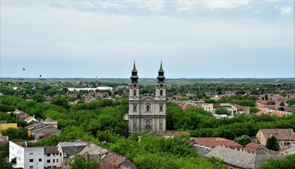 Fototapeta na wymiar Panorama of the city of Subotica in Serbia