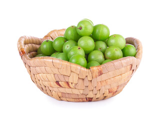 Pile of Fresh Indian gooseberry fruits isolated on white background.