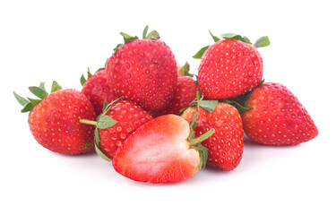 Fresh, red and tasty strawberries isolated on a white background
