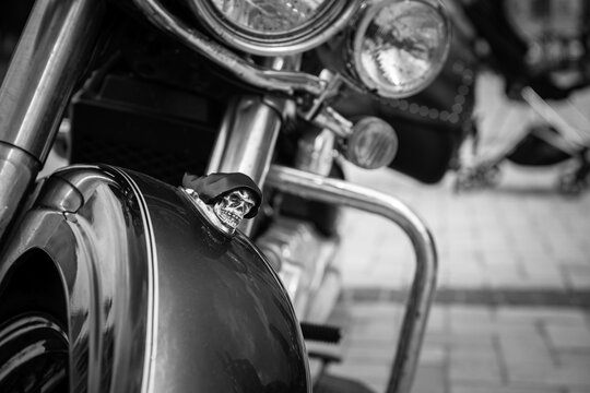 Nice Honda bike close up at Crazy Hohols MFC closing season in Ukraine Kiev september 2021 black and white