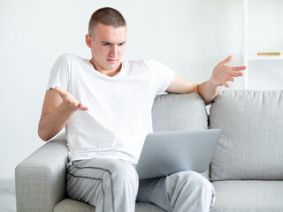 uncertain situation hesitating man online meeting