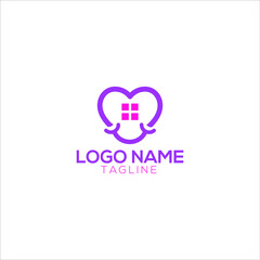 Creative Smile Heart House Logo Design.
