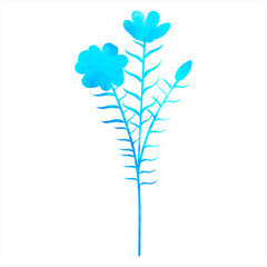 flower blue watercolor silhouette isolated