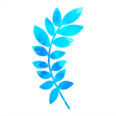 leaf blue watercolor silhouette isolated