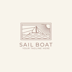 sailing boat logo line design inspiration