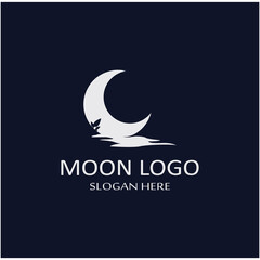 full moon and half moon logo, using logo vector icon concept design and symbol illustration