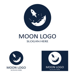 full moon and half moon logo, using logo vector icon concept design and symbol illustration