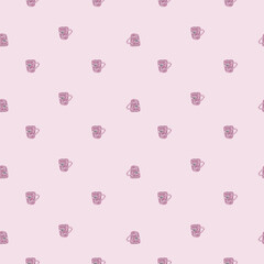 Cute mugs seamless pattern. Background of teatime.