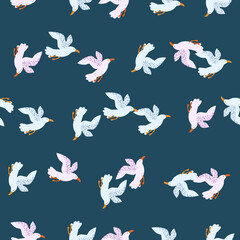 Seagulls seamless pattern. Background of sea birds.