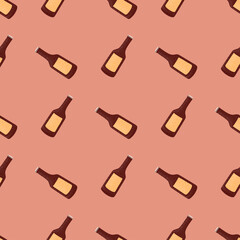 Bottle alcohol seamless pattern. Hand drawn background for menu.