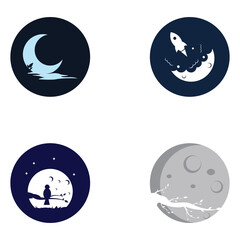full moon and half moon logo, using logo vector icon concept design and symbol illustration