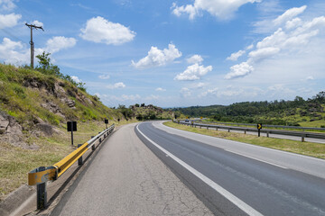 Road with curves in the mountainous region of Itu, São Paulo, Brazil