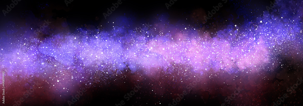 Wall mural space background with realistic nebula and lots of shining stars. infinite universe and starry night