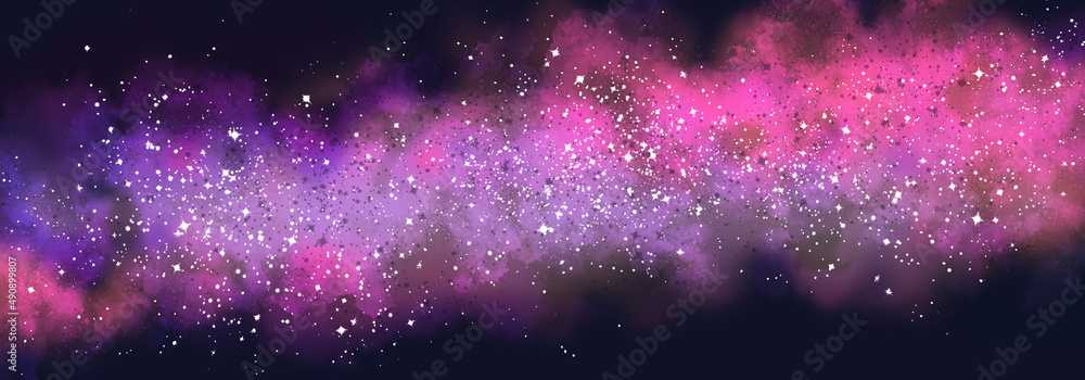 Wall mural space background with realistic nebula and lots of shining stars. infinite universe and starry night