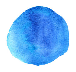 Abstract blue watercolor shape as a background isolated on white. Watercolor clip art for your design
