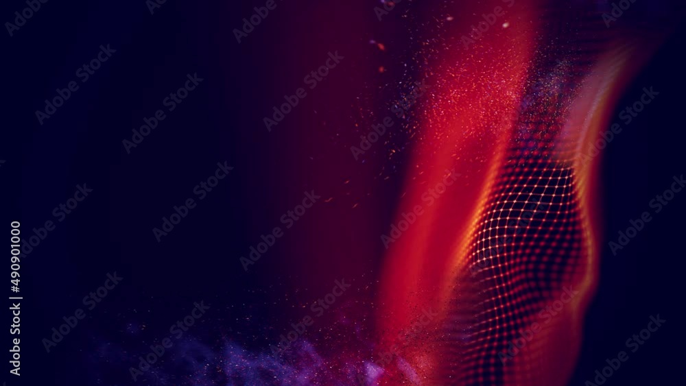 Poster fire abstract background seamless loop. technology background. red abstract particles.