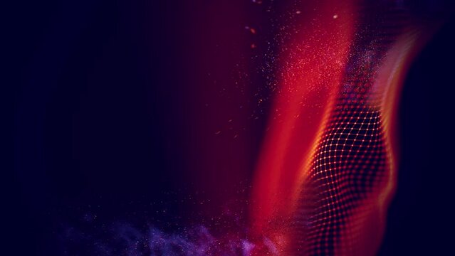 Fire abstract background seamless loop. Technology background. Red abstract particles.