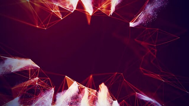 Fire abstract background seamless loop. Technology background. Red abstract particles.