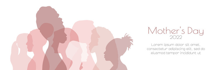 Mother's Day 2022 banner. Card with place for text. Flat vector illustration.