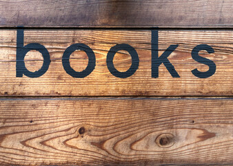 Wooden sign that says Books