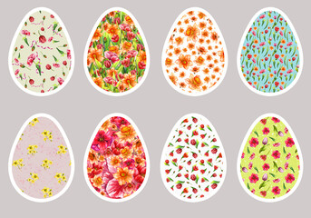 Easter watercolor, illustrations. Watercolor eggs. A set of egg stickers for Bright Easter.