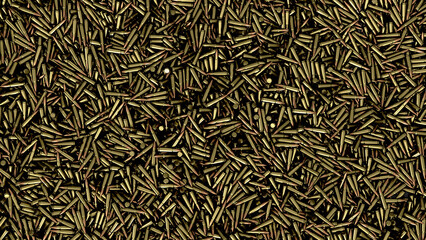 Pile of many bullets or ammunition top view ammunition background. 3d render