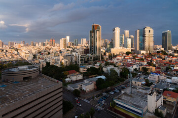 Naklejka na ściany i meble Tel Aviv, Israel sunny aerial panorama