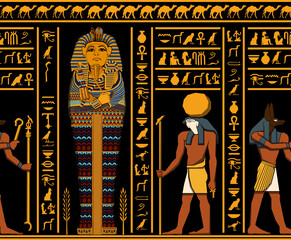 Egypt history pattern. Ra and anubis background.