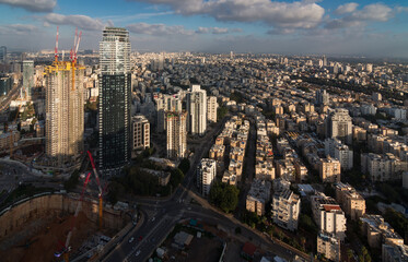 Obraz premium Tel Aviv, Givatayim and Ramat Gan aerial view
