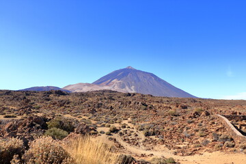 Panorama view on island of Tenerife to the volcano Pico del Teide