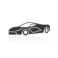 solid icons for black car front and shadow,vector illustrations
