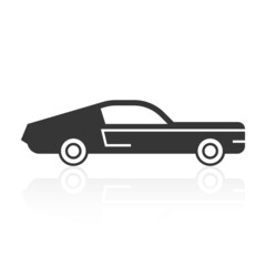 solid icons for Car side view and shadow,vector illustrations