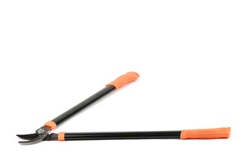 Pruner for pruning large branches, twigs and knots. Garden Tools. Isolated on white background.