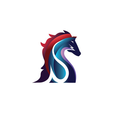 horse head logo illustration color element design vector