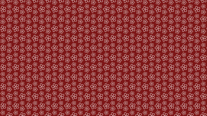 赤色の背景に白色のシームレスな桜の花柄模様の素材