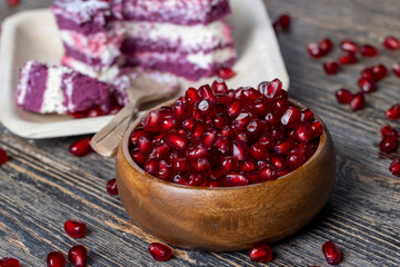 a maroon-colored cake with the taste of different berries