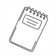 vector illustration notepad, black outline, isolated on white background