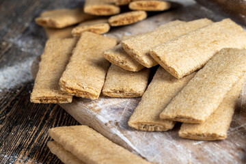 wheat long cookies stuffed with mashed different fruits
