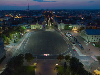 Chernigov, Ukraine. Night view of the city. Aerial drone view. - 490911214