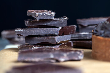 pieces of milk chocolate are lying on the table