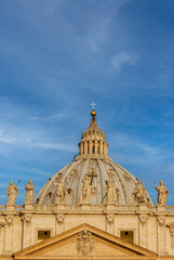 Fototapeta premium Vatican, Rome, Italy - June 2000: View of St. Peter's Basilica