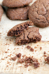 chocolate cookies on a wooden table