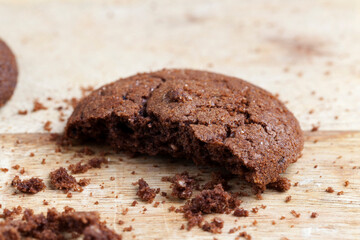 chocolate cookies on a wooden table
