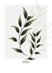 Green leaf watercolor vector design