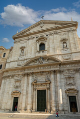 Fototapeta na wymiar Rome, Italy - June 2000: Facade of the Historic Church